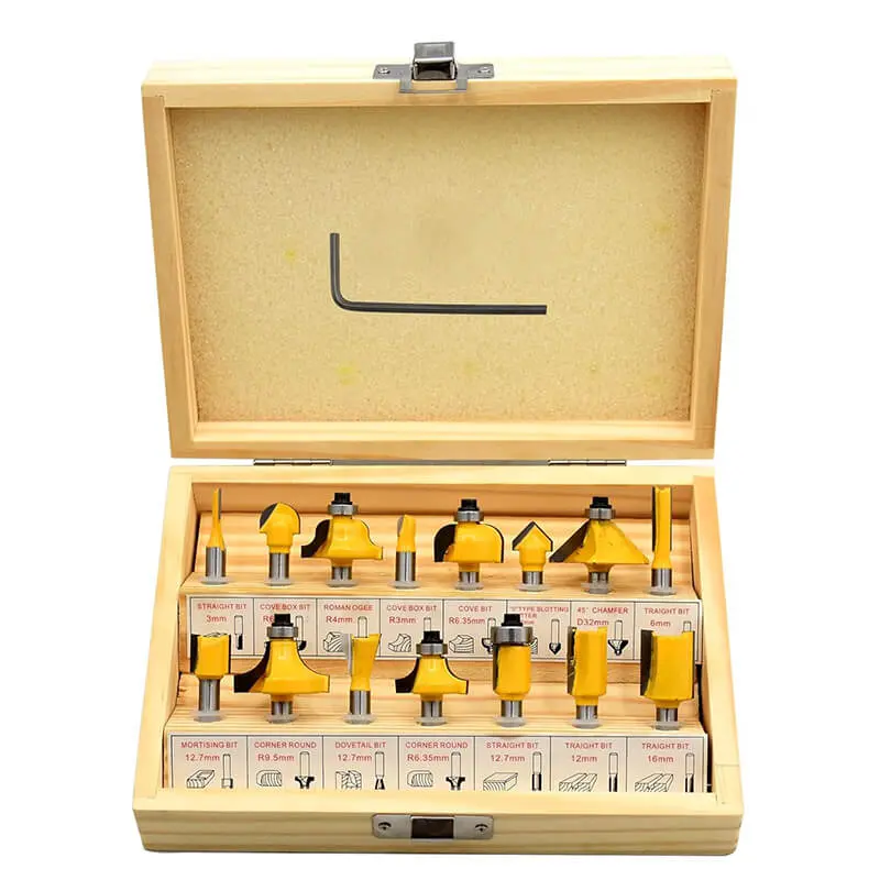 15-Piece Carbide Router Bit Set – Industrial-Grade Cutting Tools For Wood And Composites 1