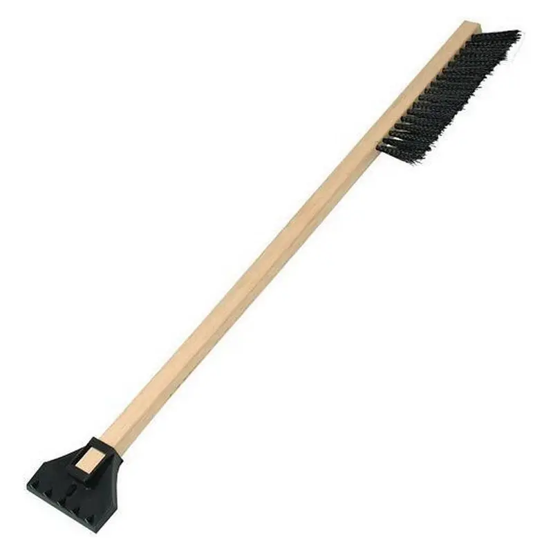 25-Inch Snow Brush With Wooden Handle And Integrated Ice Scraper 1