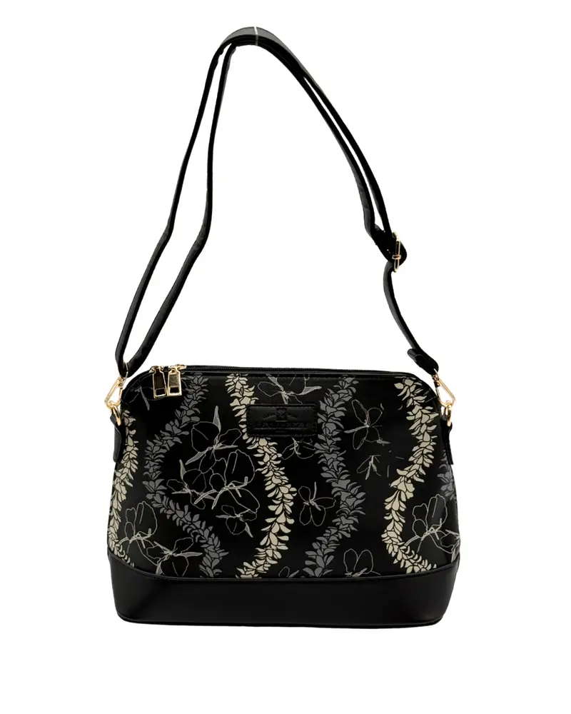 Adjustable Crossbody 'Eke Bag – Ginger Lei Black & White 1