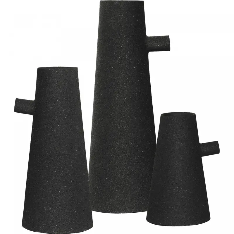 Aflyntia Set Of Three Matte Black Ceramic Vases 1