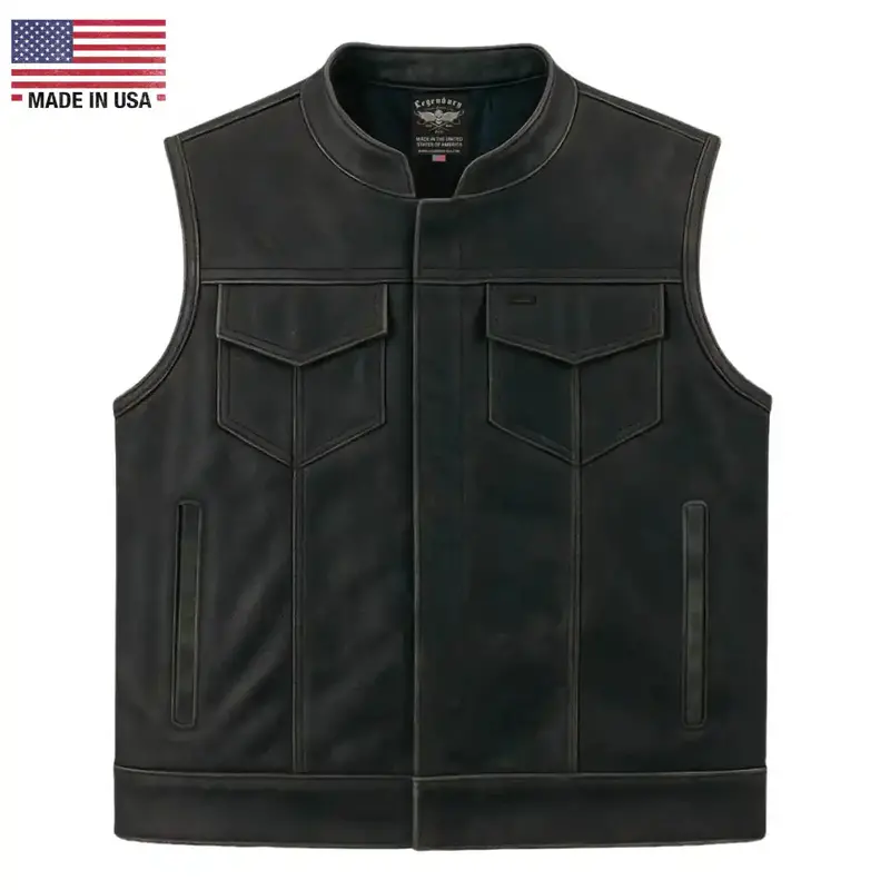 Aged Leather Motorcycle Vest – Reckless Outlaw Collection By Legendary 1