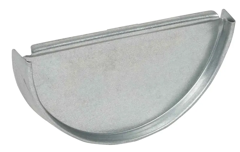 Amerimax Half-Round End Cap – Galvanized Steel, 5" × 3.5", Fits 26-Gauge Gutters 1