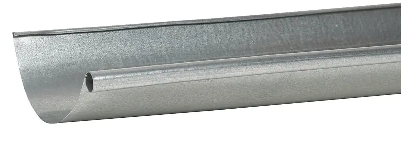 Amerimax Half-Round Galvanized Steel Gutter – 10 Ft Length, 26-Gauge, Single Bead Profile 1