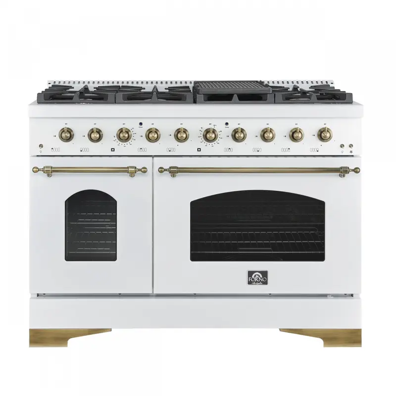 Antico 48-Inch White Freestanding Double Oven Gas Range – 5.5 Cu. Ft. 1