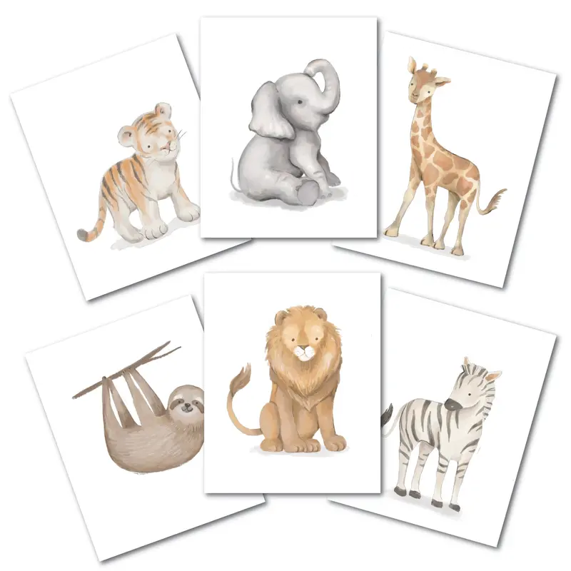 Baby Jungle Themed Unframed Wall Art Print 1