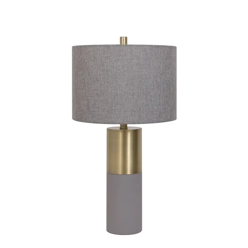 Barnes Grey Ceramic & Antique Brass 26" Table Lamp 1