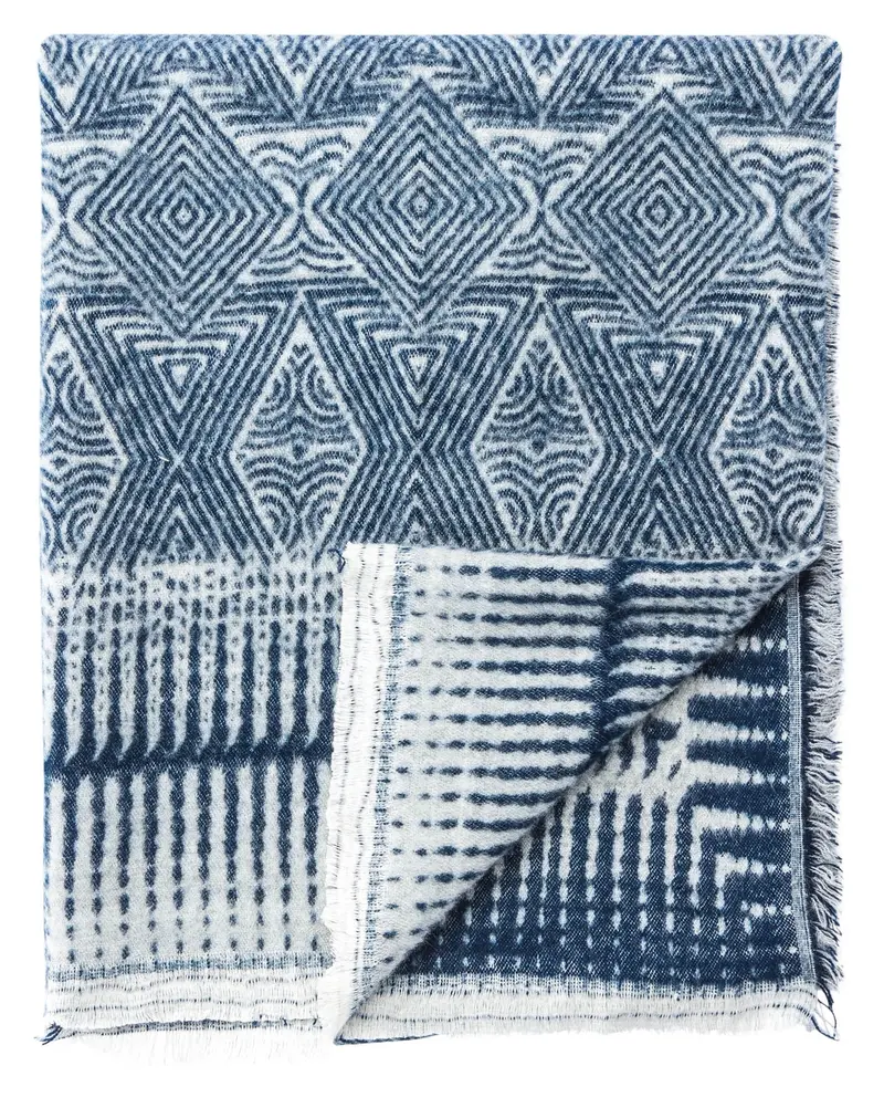 Baycrest Vaporous Grey And Dress Blues Knit Throw Blanket 1
