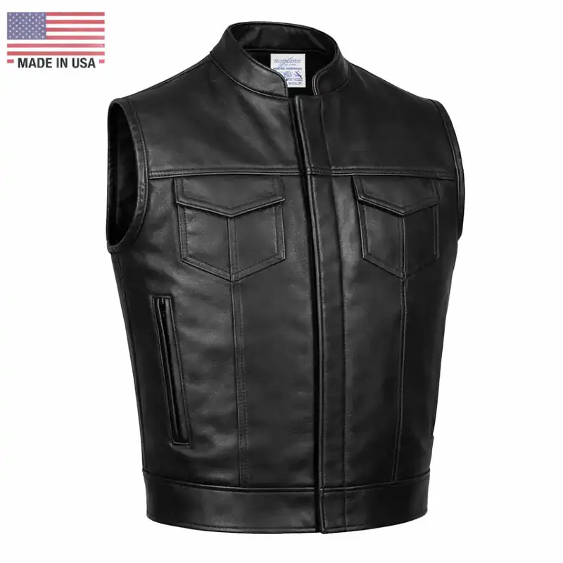 Beck® Men'S 566 Horsehide Motorcycle Vest – Genuine Black Leather 1