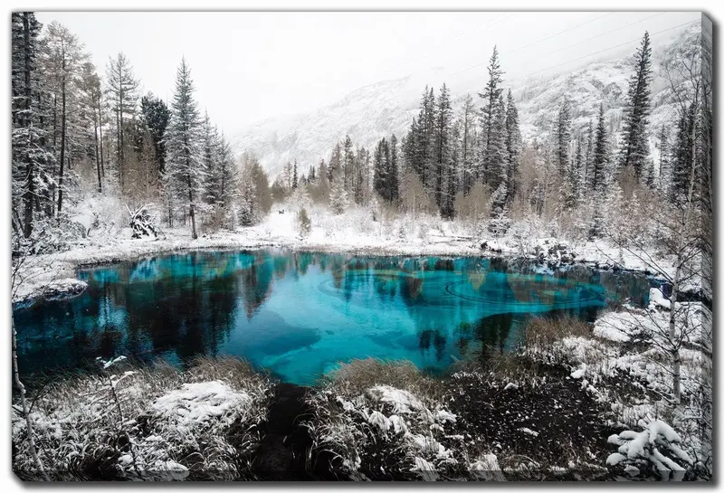 Blue And Grey Winter Landscape Wall Art – 22 X 28 Inches 1