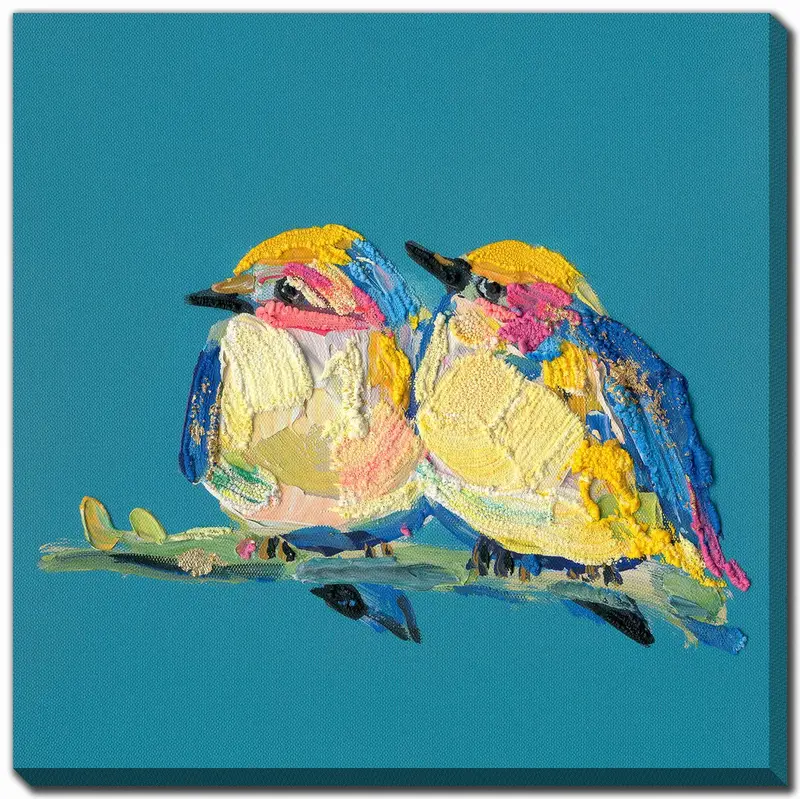 Blue Feathered Friend Art Print – Square Wall Decor, 16" X 16" 1
