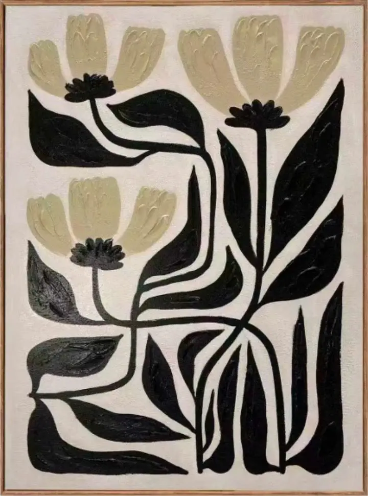 Botanical-Inspired Wall Art Print – Ivory And Black Design 1