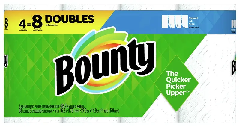 Bounty 2-Ply Paper Towel Pack – 4 Rolls, Standard Size, Quick-Dry Performance 1