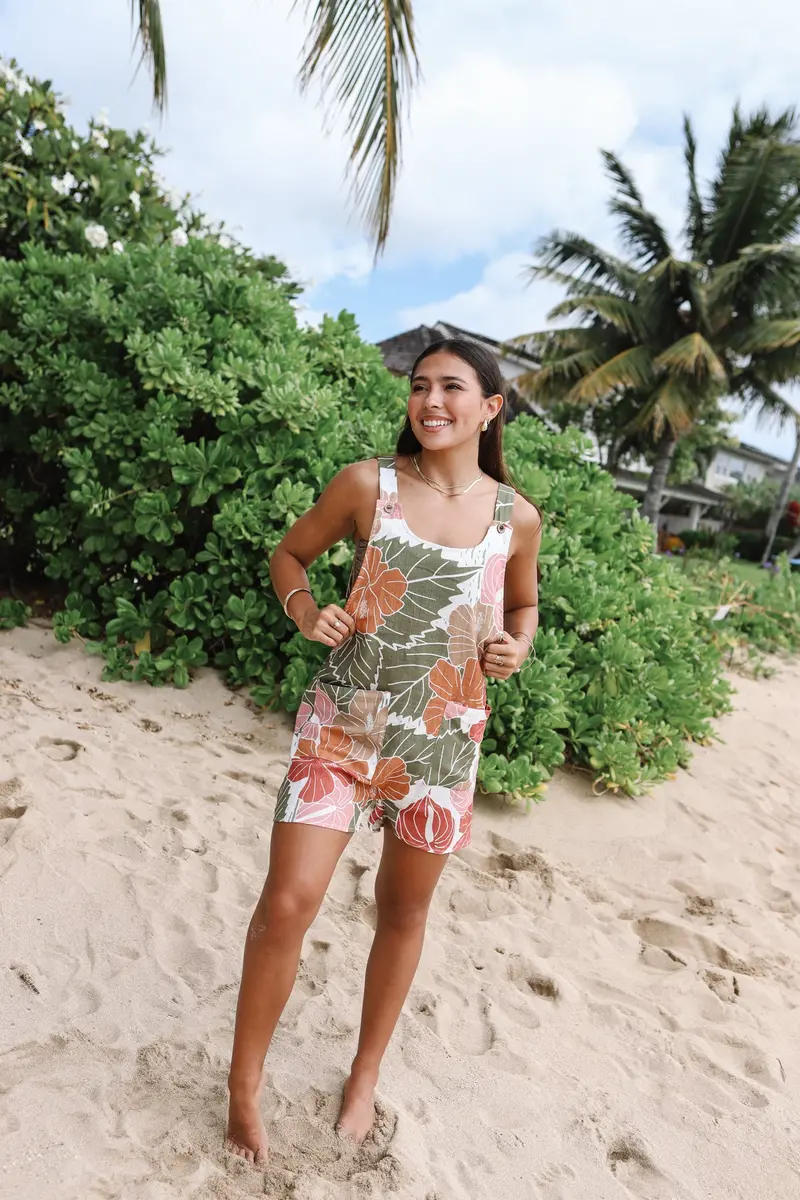 Bridget Short Overall Jumper In Tropical Vintage Print 1