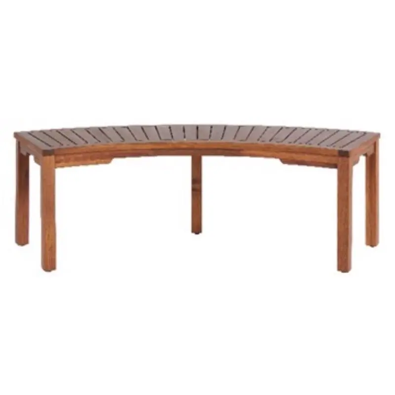 Brown Curved Outdoor Bench – Rustic Wood Patio Seating, 17.25" H X 58.5" L X 15.75" D 1