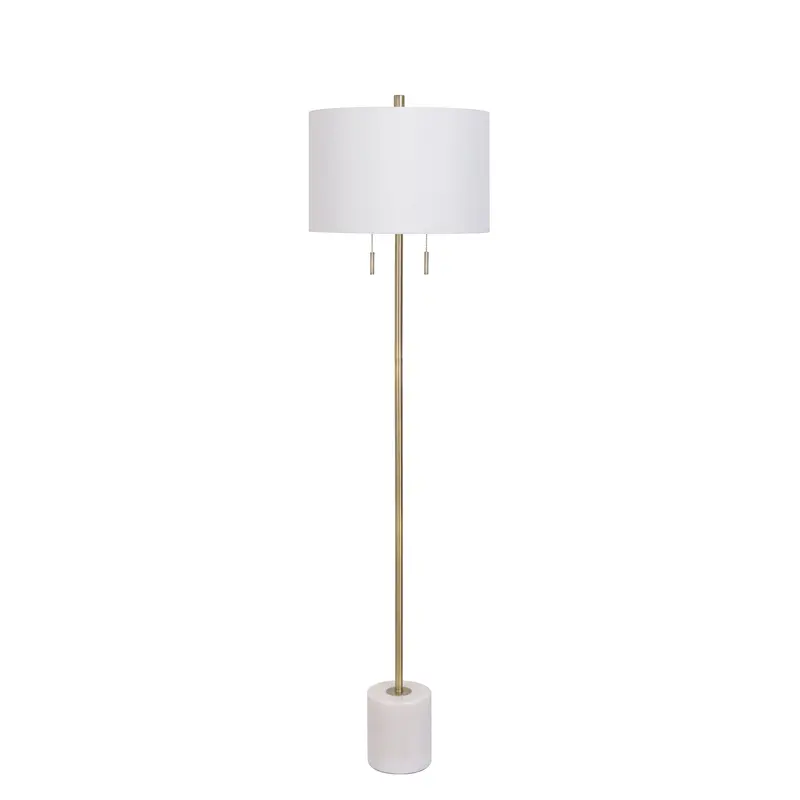 Carrara White Marble & Antique Brass 60" Floor Lamp 1