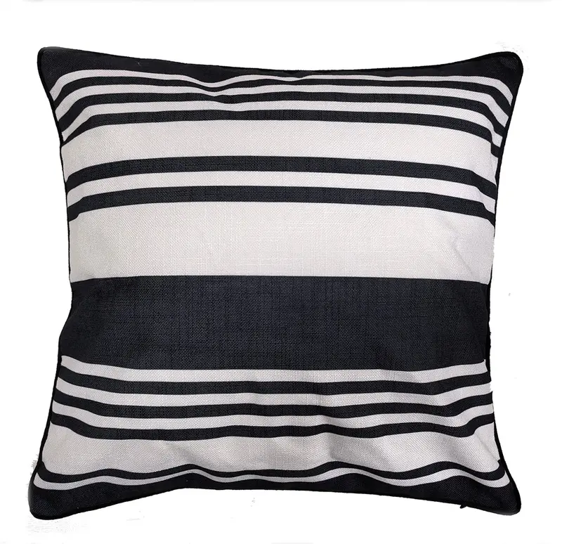 Classic Black-And-White Striped Garden Party Accent Cushion 1
