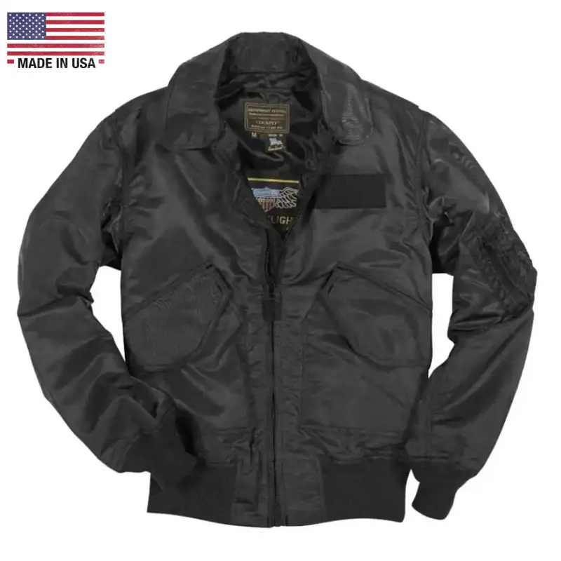 Cockpit Usa Men’S Usn Fighter Weapons Flight Jacket – Matte Black Finish 1