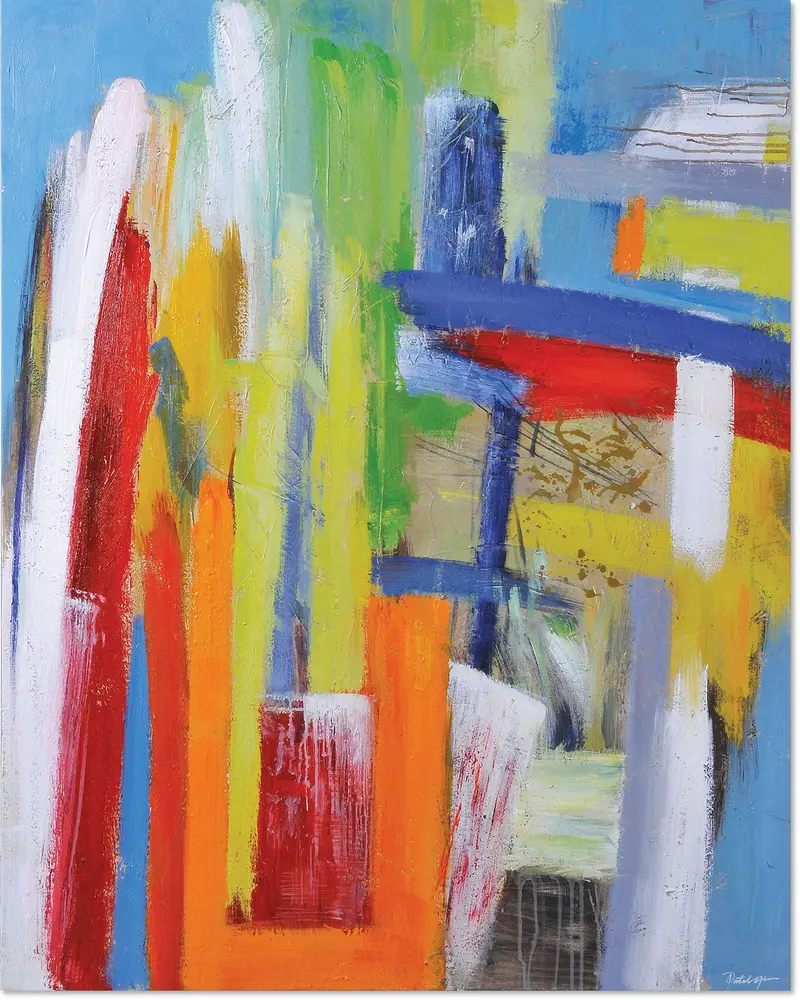 Color Play Abstract Canvas Painting (48" X 36") 1