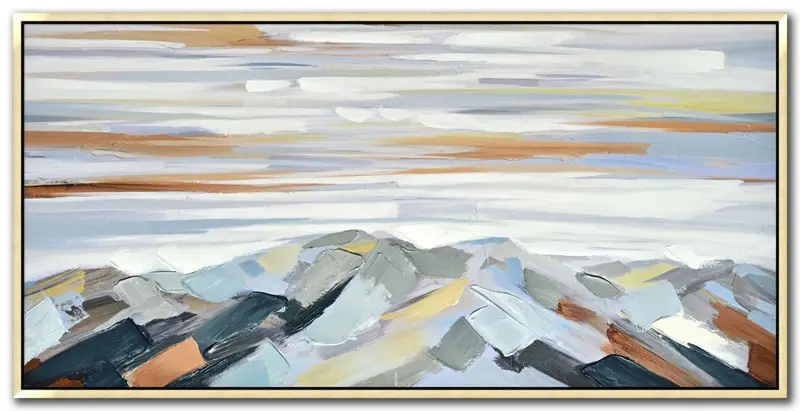Colourful Peaks Wall Art Print – Abstract Multi-Hue Canvas, 57" X 29" 1