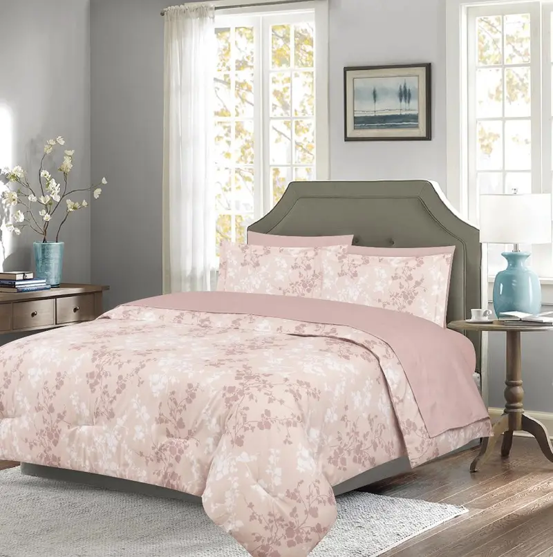Cotton House King-Size 7-Piece Comforter Set In Rose Bloom Motif 1