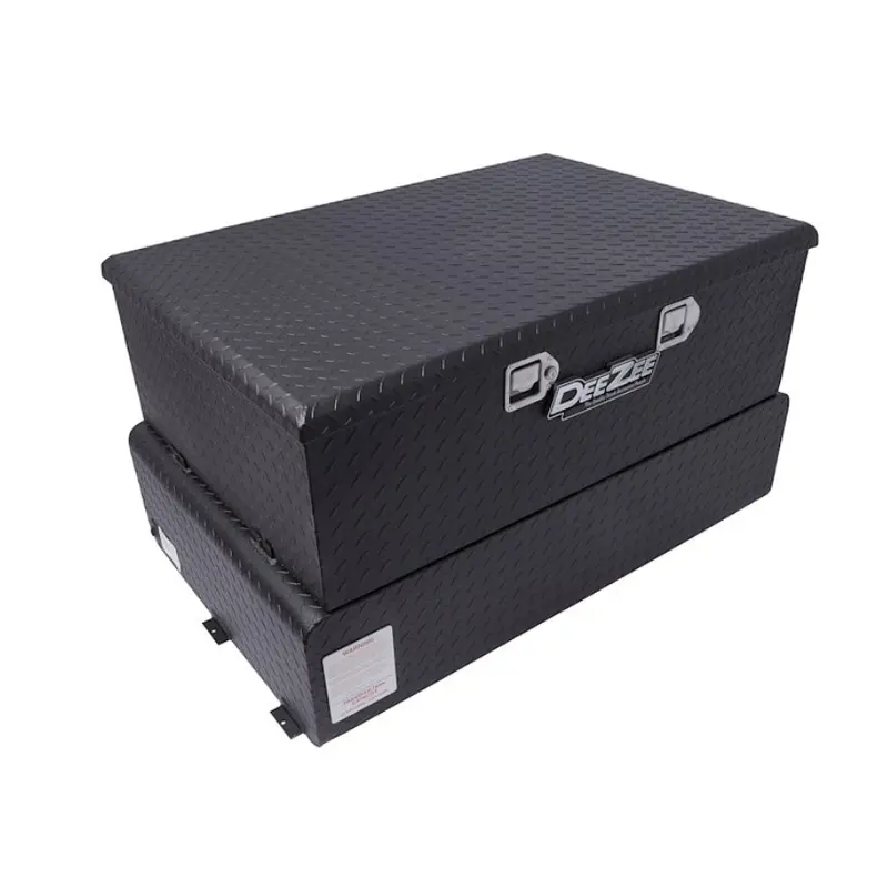 Deezee 62-Gallon Aluminum Transfer Tank & Toolbox Combo – Includes 15 Gpm Gpi Pump, Black Powder Coat Finish 1