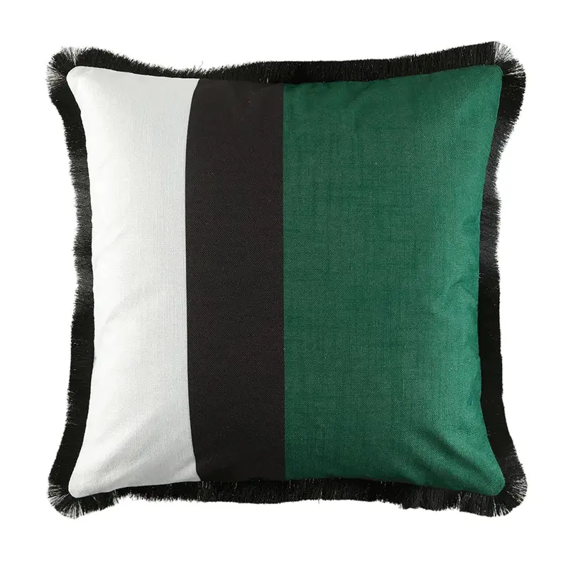 Emerald And Black Striped Garden Accent Cushion For Outdoor Seating 1