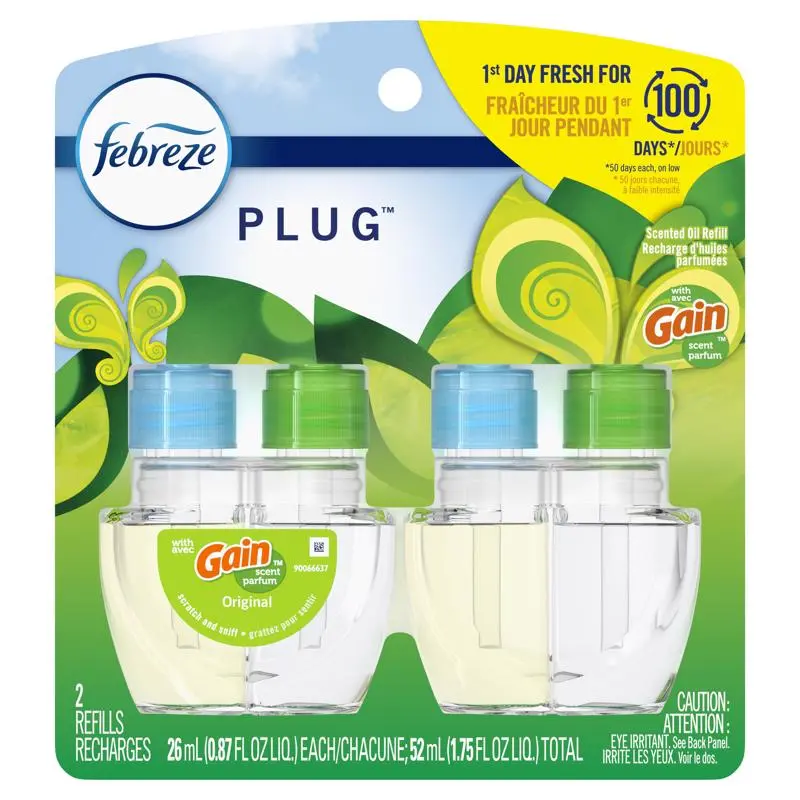 Febreze Plug-In Gain Original Scent Air Freshener Refill – 1.75 Oz, Twin Pack 1