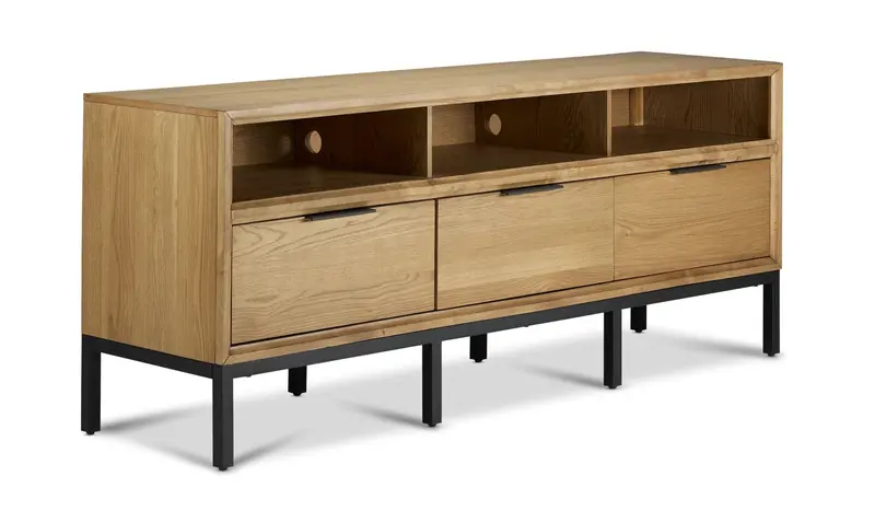 Feeling Connected Newport 70-Inch Tv Stand — Oak & Matte Black 1