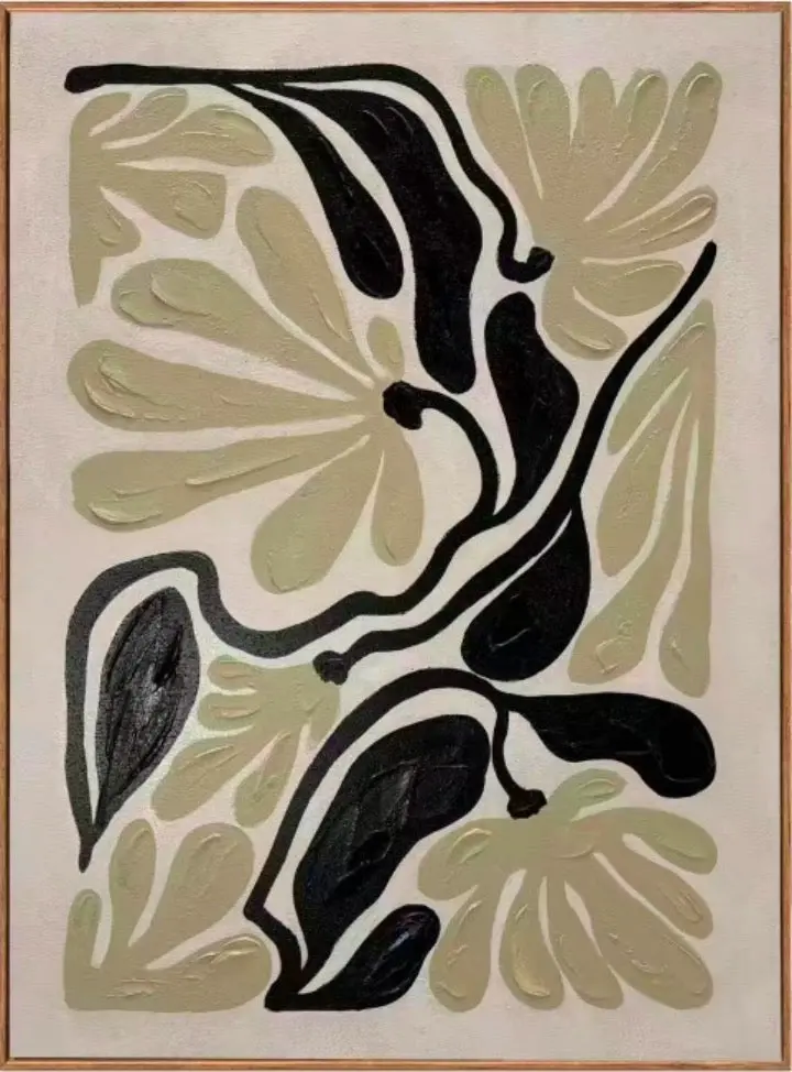 Floral And Foliage Wall Art Print – Elegant Ivory And Black 1