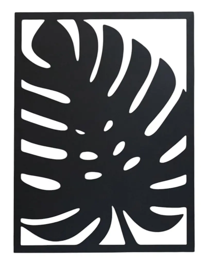 Garden Party Black Tropical Leaf Metal Art – Contemporary Exterior Wall Decoration 1