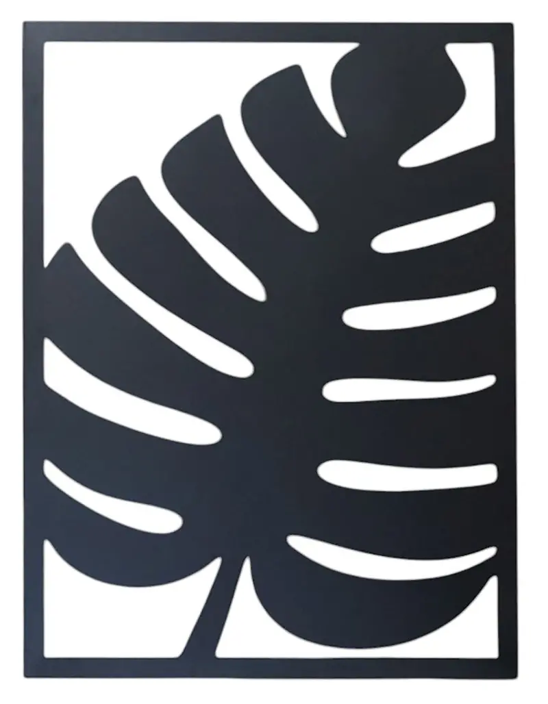 Garden Party Bold Monstera Leaf Metal Sculpture – Black Outdoor Wall Art 1