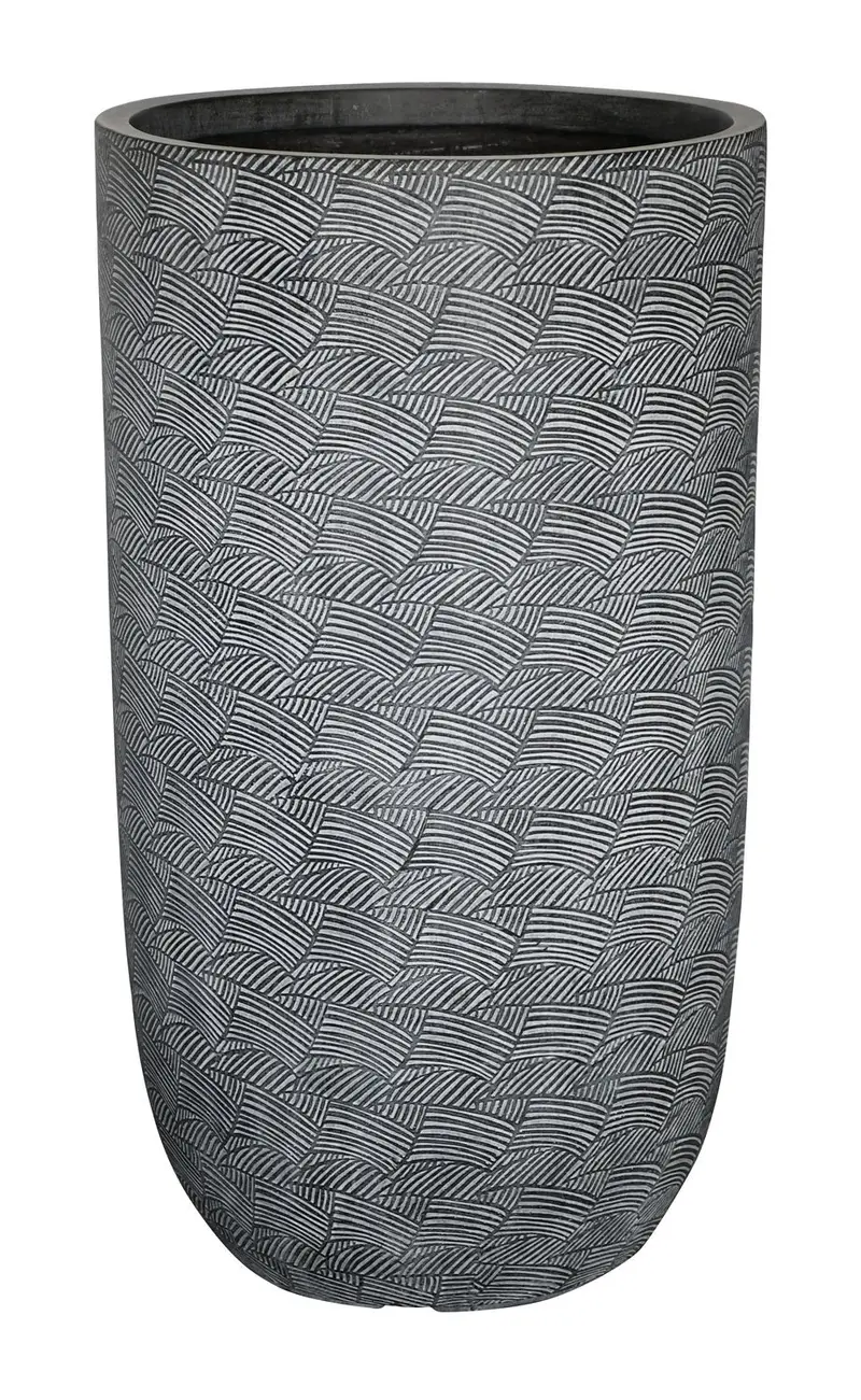 Garden Party Layered Geometric Texture Large Planter In Dark Grey 1