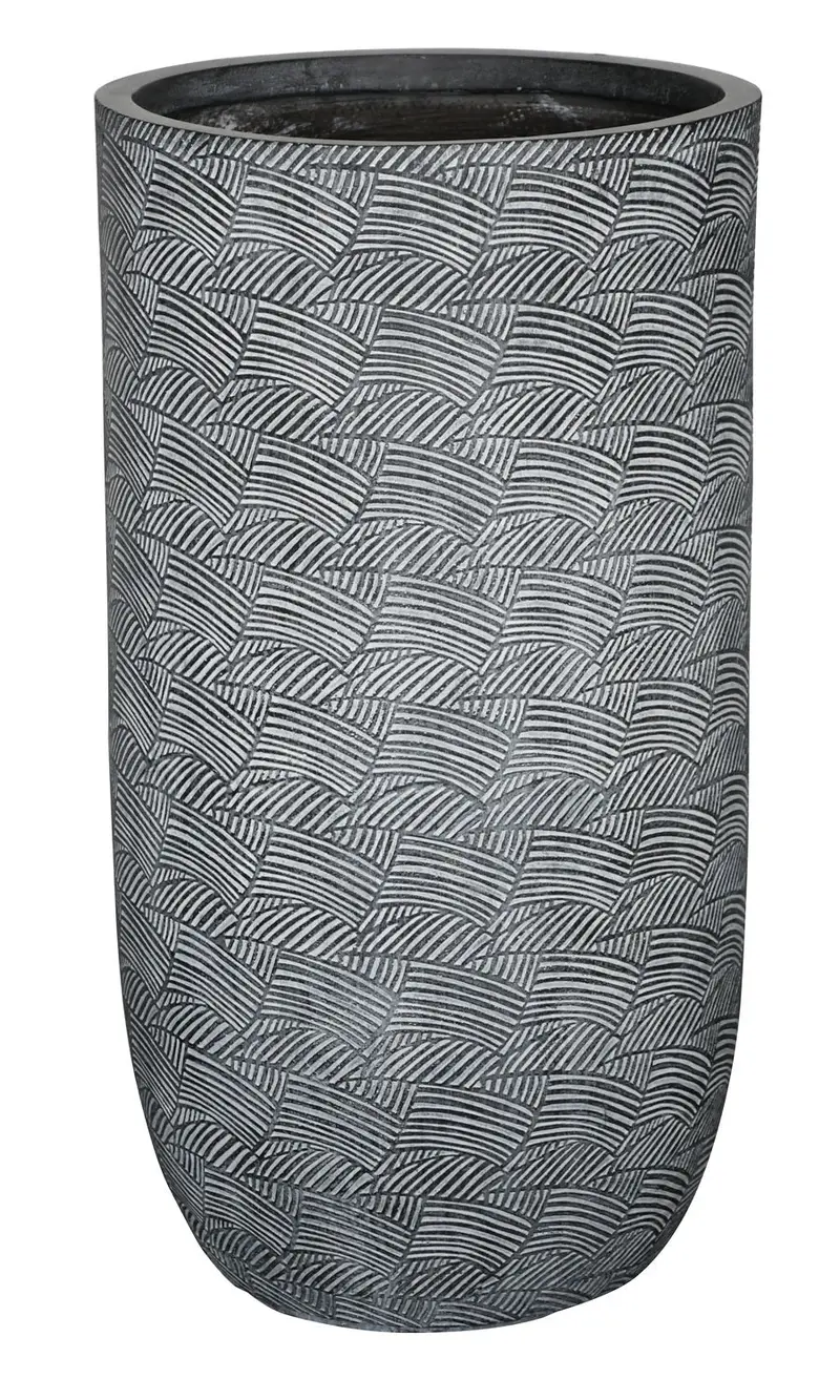 Garden Party Layered Geometric Texture Small Planter In Dark Grey 1