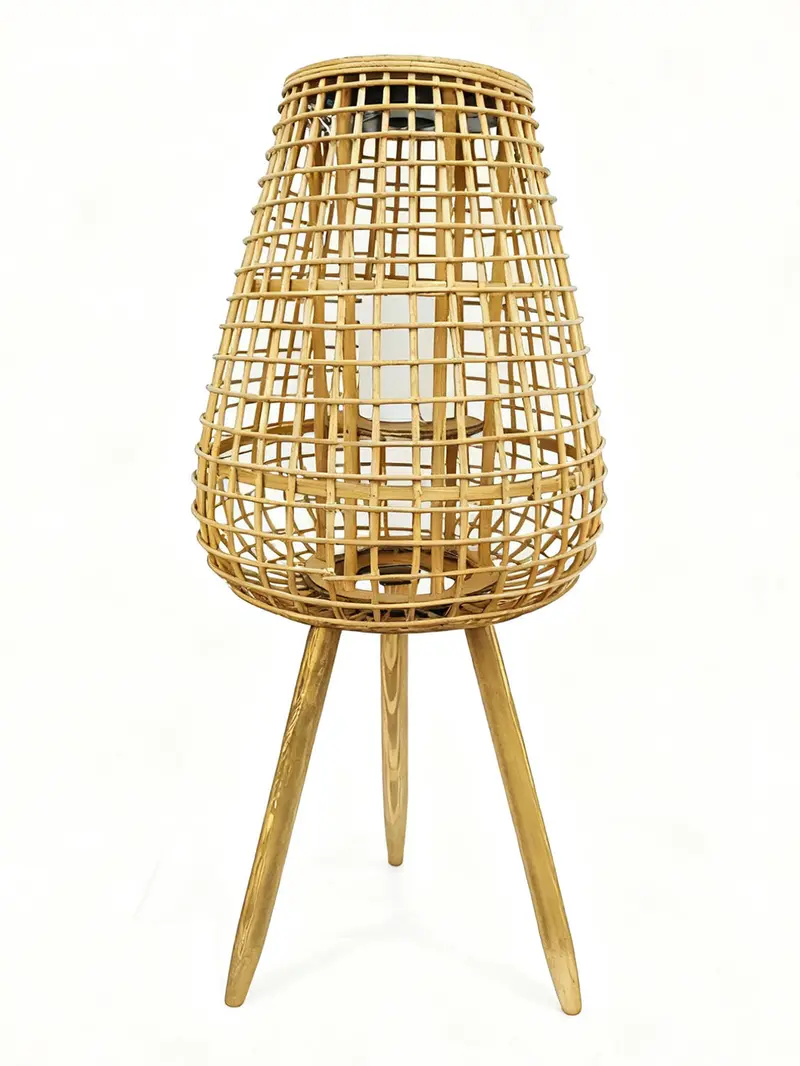 Garden Party Natural 30.3-Inch Solar Rattan Lamp – Eco-Friendly Woven Garden Light 1