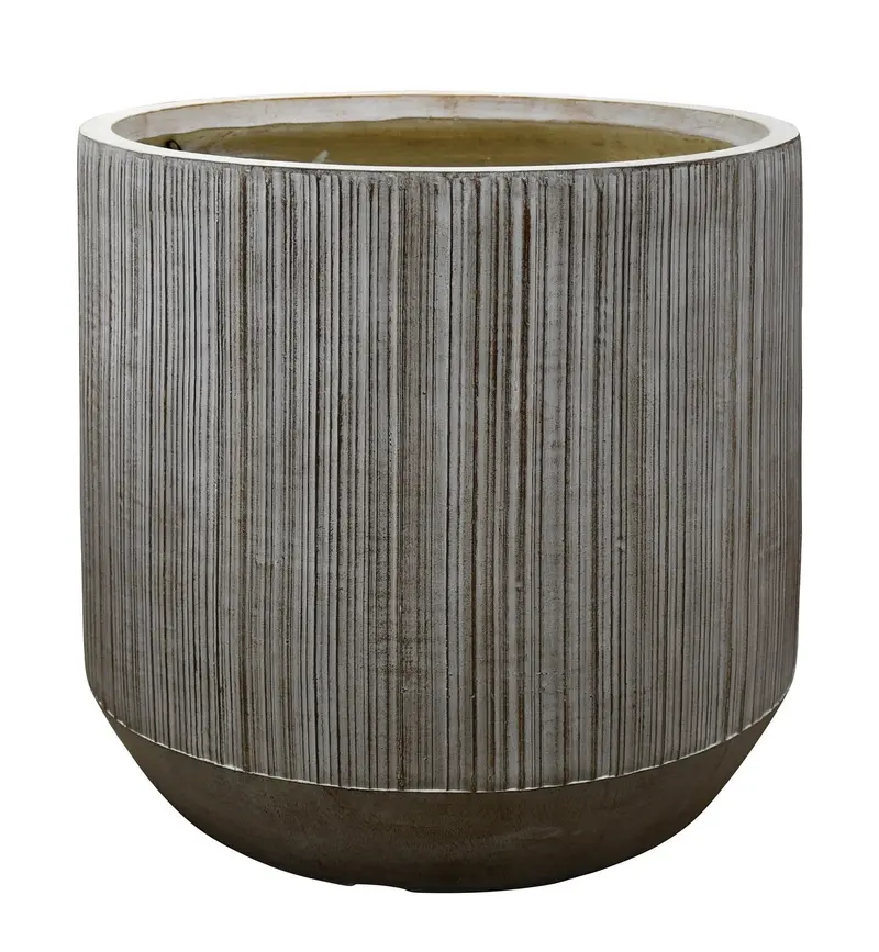 Garden Party Striped Texture Large Planter In Natural Grey 1