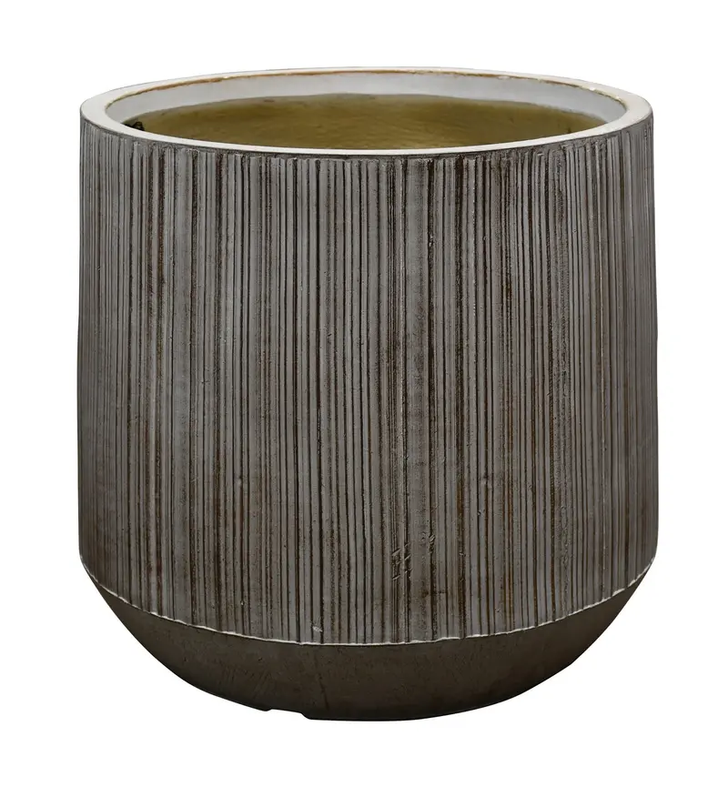 Garden Party Striped Texture Small Planter In Natural Grey 1