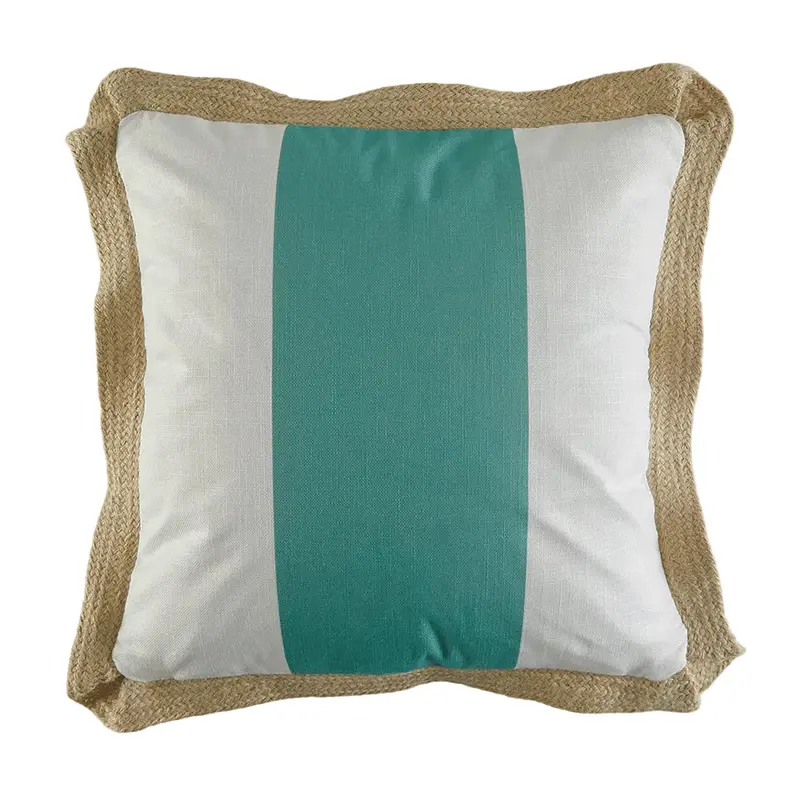 Garden Party Teal & White Striped Outdoor Cushion – Vibrant Patio Accent 1