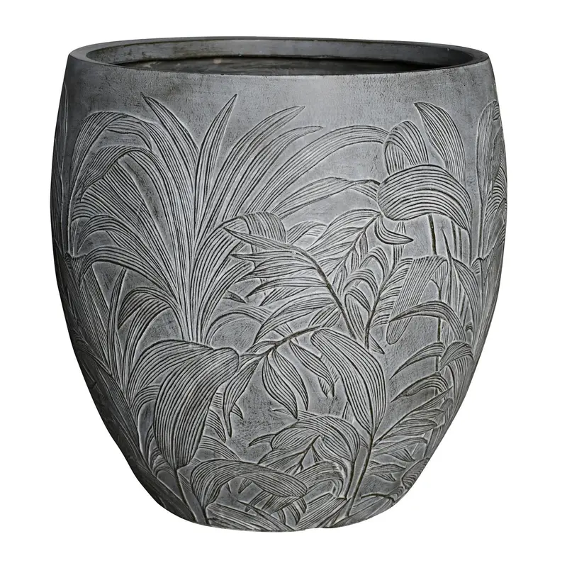 Garden Party Woven Texture Large Planter In Natural Grey 1
