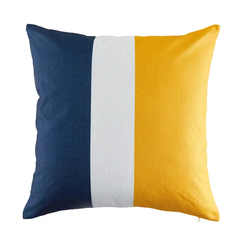 Garden Party Yellow & Navy Striped Outdoor Accent Cushion – Weather-Resistant Decor 1
