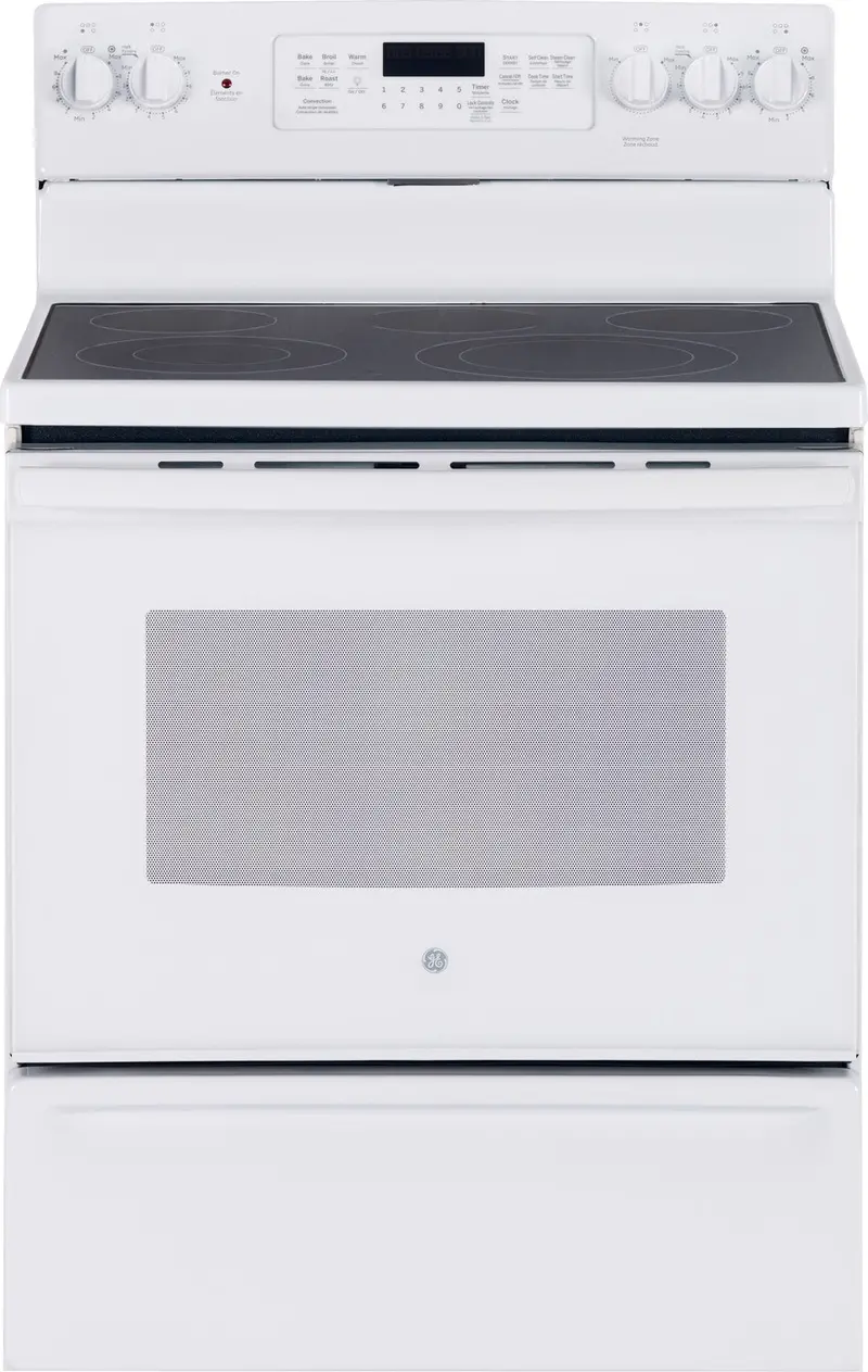 Ge White Electric Convection Range With 5.0 Cu. Ft. Capacity (Jcb840Dkww) 1