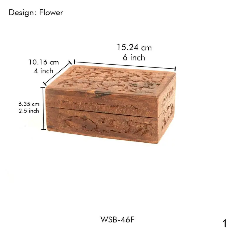 Hand-Carved Floral Wooden Box – Elegant Container Infused With Grace And Purpose 1