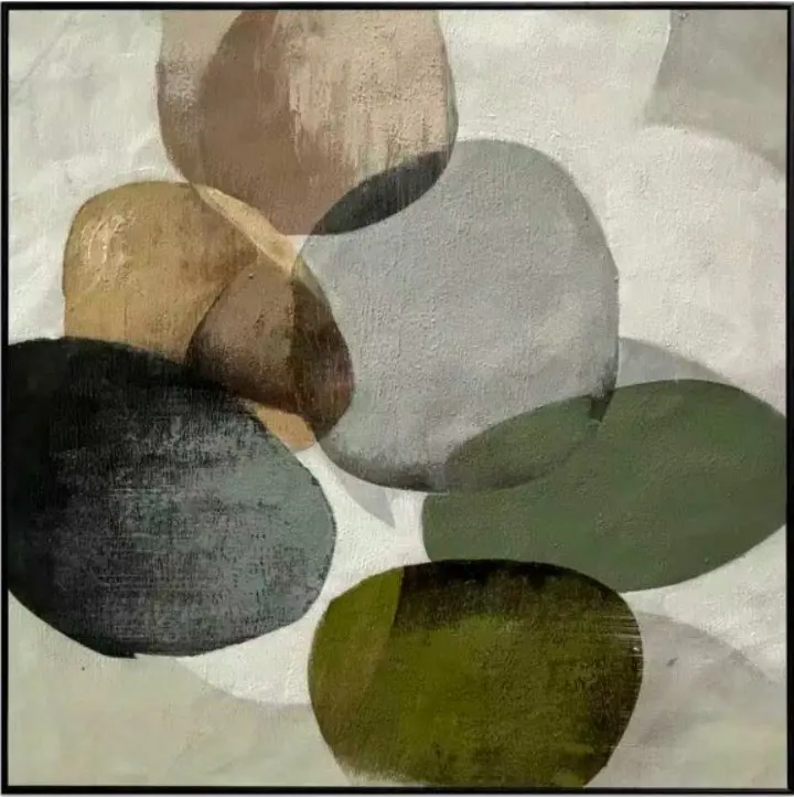 In Full Bloom Abstract Wall Art – Green, Beige & Cream 1