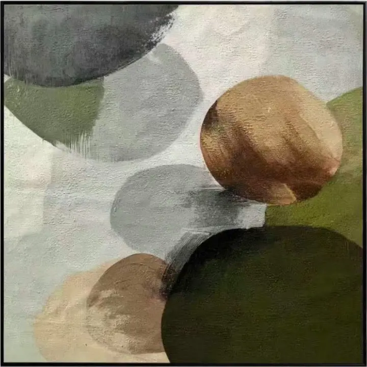 In Full Bloom Abstract Wall Art – Green, Beige & Grey 1