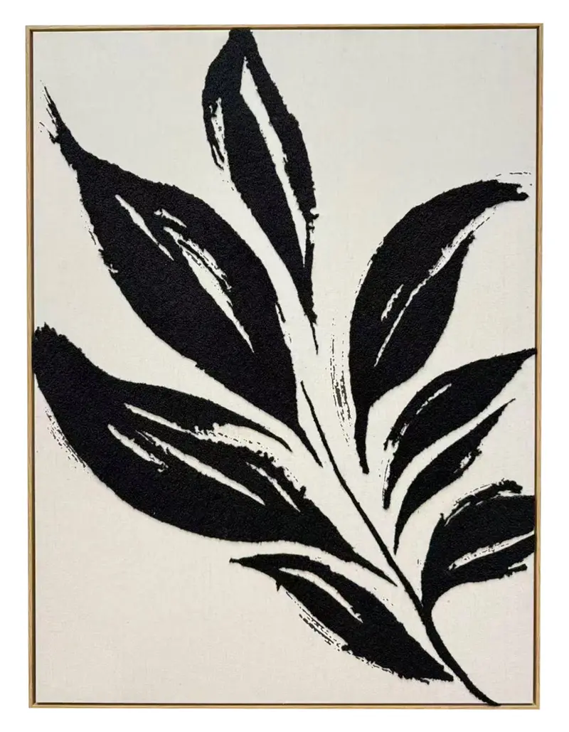 In Full Bloom Black Leaf Wall Art – Ivory & Black 1