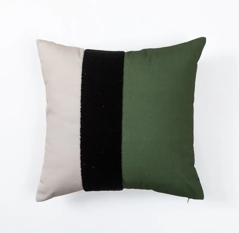 In Full Bloom Bold Stripe Pillow – 18 X 18 Inches, Green, Black & Beige 1