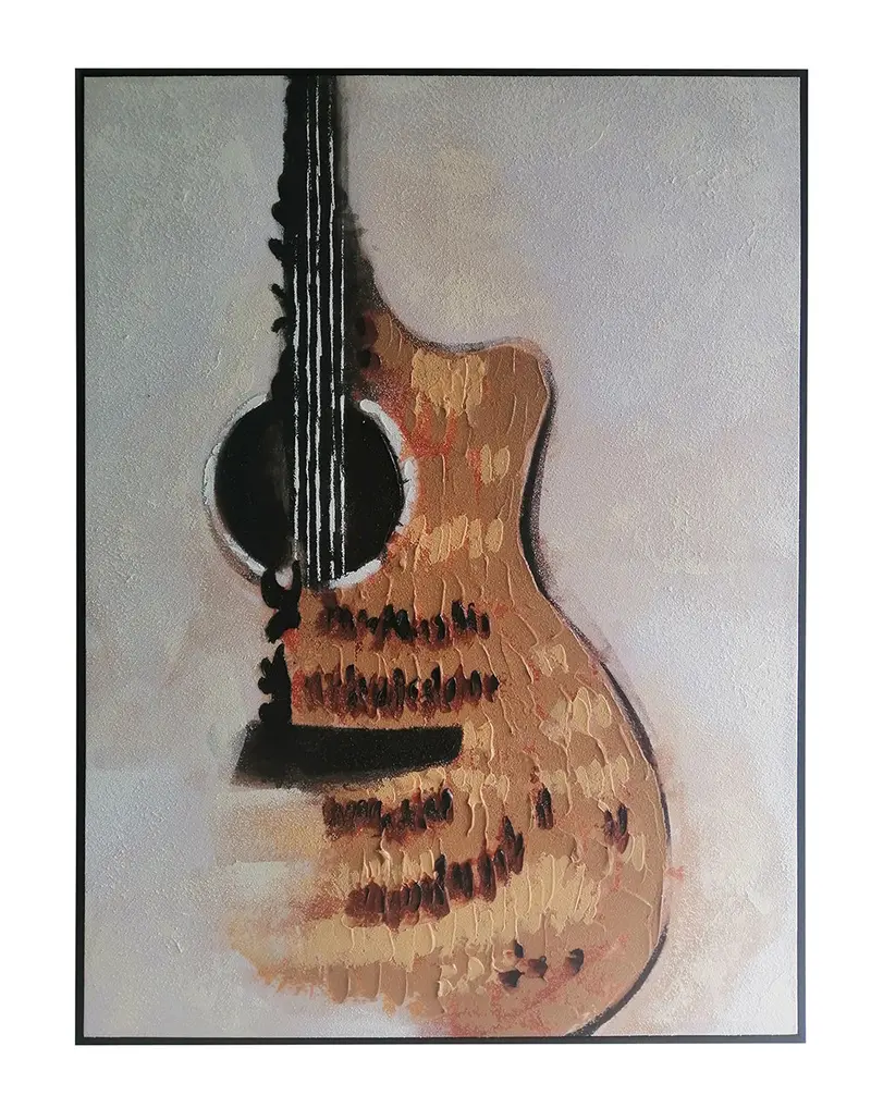 In Harmony Acoustic Guitar Wall Art – Textured Abstract Metal And Wood Relief 1