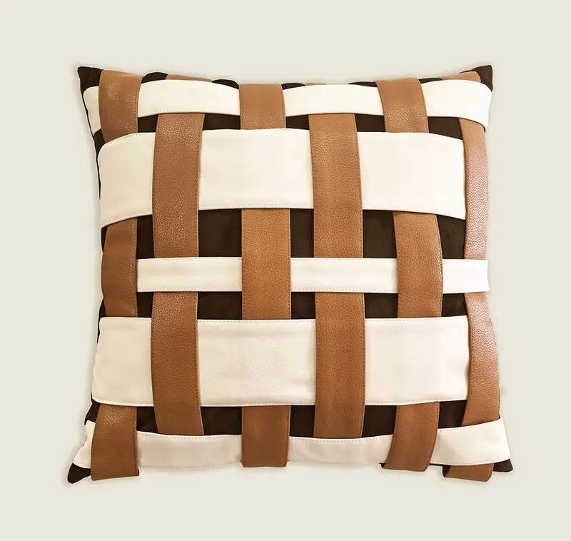 In Harmony Tan Ivory Brown 18X18 Inch Decorative Throw Pillow 1