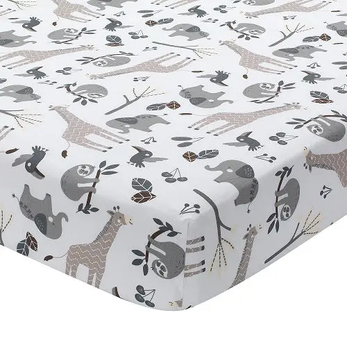 Jungle Animal Print Crib Sheet For Babies 1