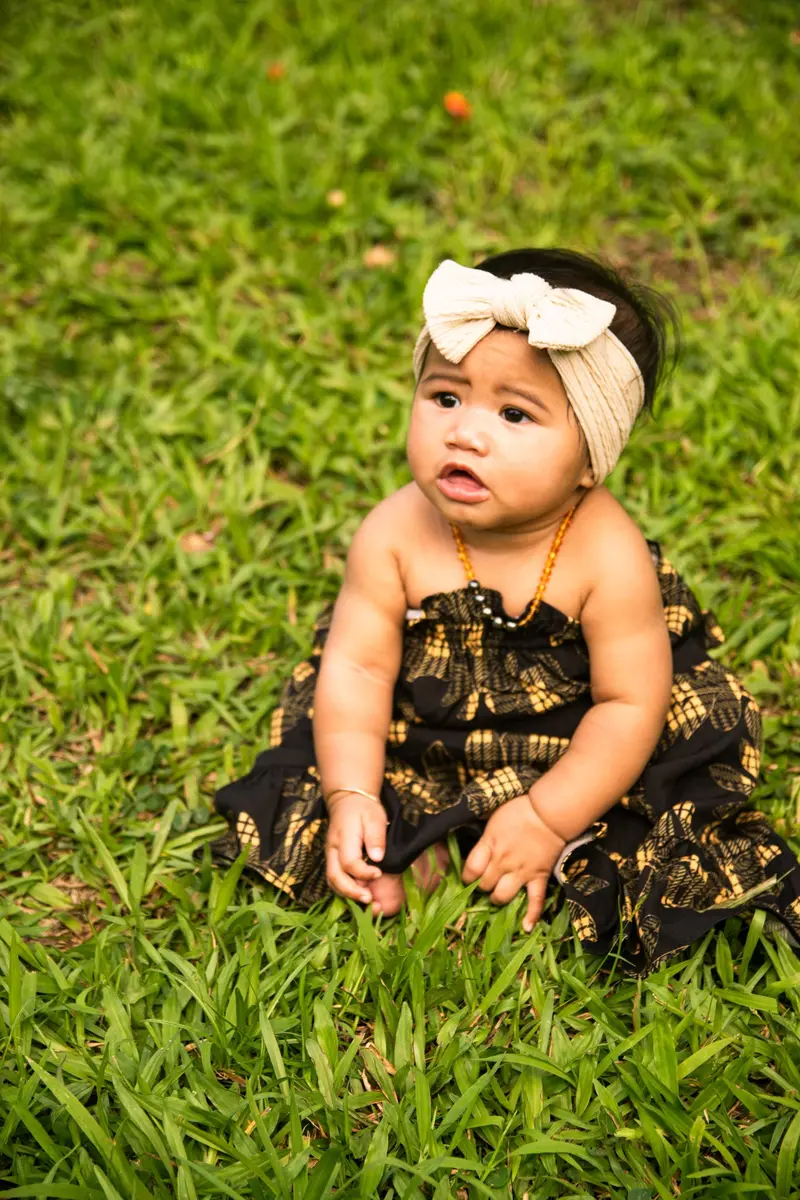 Kids' Pomaika'I Dress – Palaka Fern Print – Black 1