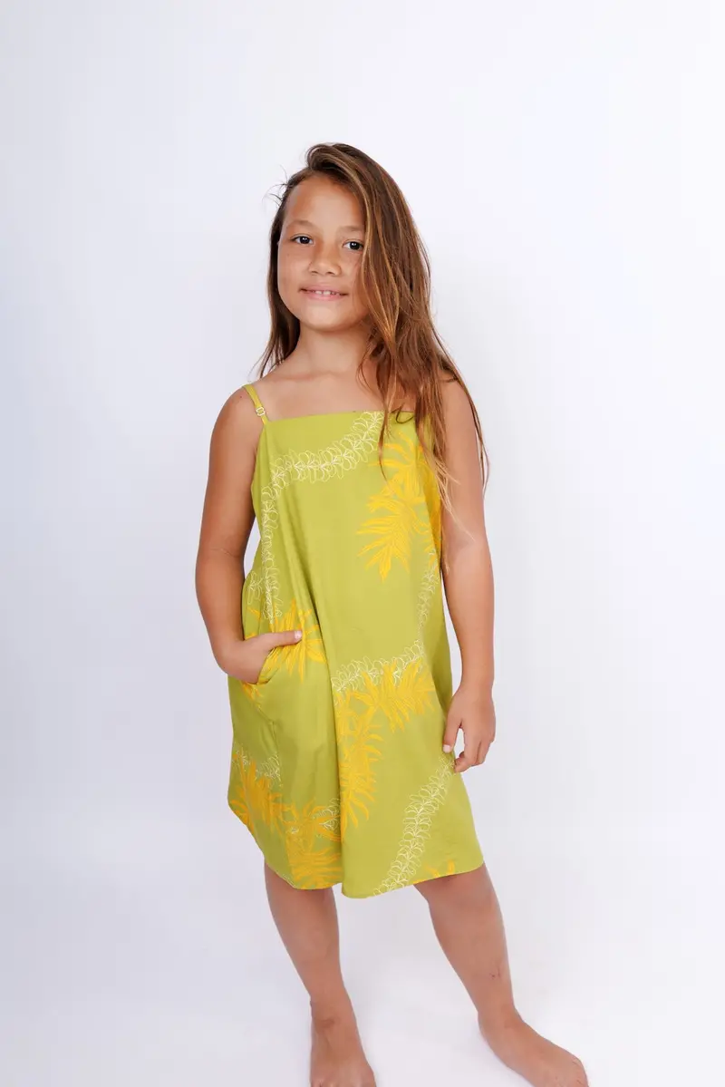 Kids' Tita Dress In Lauae Green 1